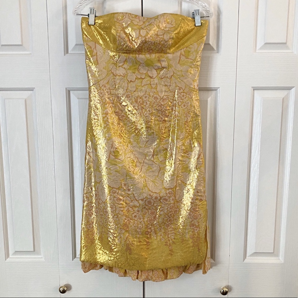 Tracy Reese Strapless Metallic & Silk Dress